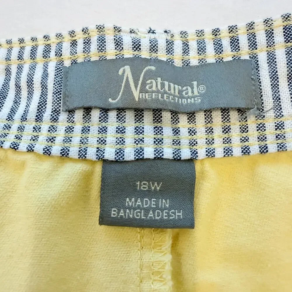 Natural Reflections Yellow Cotton Bermuda Shorts 18W